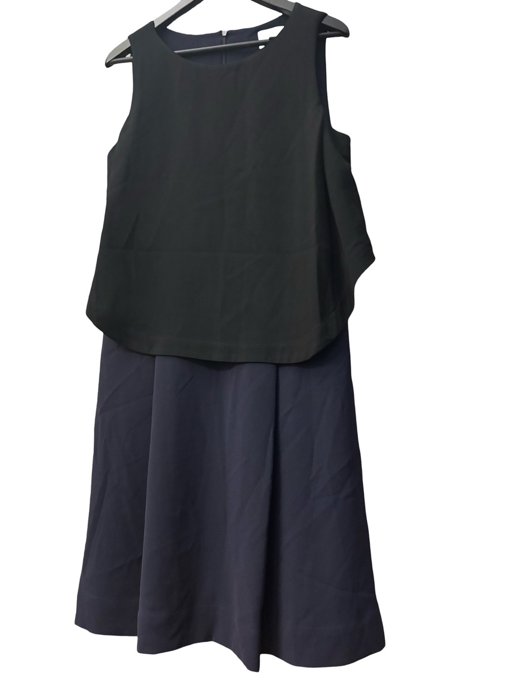 Public School Black Overlay Top with Navy Midi Skirt